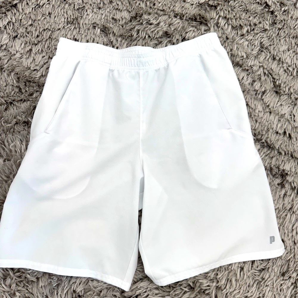 Prince White Relaxed Fit Tennis Shorts with Dri-Fit Fabric